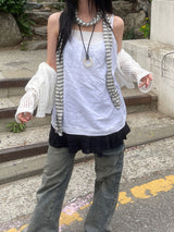 レイヤードリネンキャミソール / Layered linen sleeveless