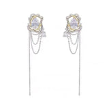 0067 シルバーニードルチェーンドロップドピアス