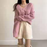 [7color/guaranteed color] Milk Tea Angora V-neck cardigan