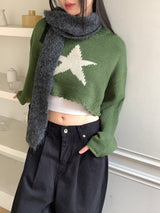 Limu Green Star Crop Knit