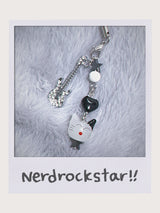 nerd rockstar kitty key-ring