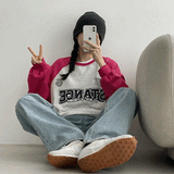 スタンカラーラグランスウェットシャツ/Stan colored raglan sweatshirt