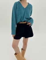 Vネックブラッシュアルパカニット/V-neck brush alpaca knit (2color)