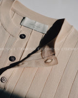 RO ウォッシャブルリネンVネックヘンリーネックニットウェア / VネックRO Washable Linen V-Neck Henley Neck Knitwear (6 colors)