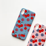 Cherry&Daisy Blue / hard glossy case iPhone Galaxy (6587674787958)
