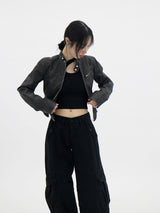 ピグメントウォッシュドレザージャケット/Pigment Washed Leather Jacket - Charcoal