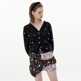 Jacquard Skirt [Black Pink_Flower] (6612247773302)