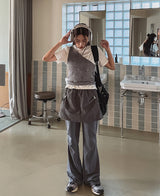 アンバランスストラップニットトップ
