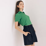 ツーボタンピンタックウールショーツ / TWO BUTTON PINTUCK WOOL SHORTS (BLACK)