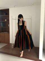 Horner Hippie Bohemian Striped Sleeveless Long Dress