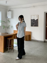 キーフY2Kピンタックポケットストッパーロングワイドカーゴパンツ/ kef Y2K pintuck pocket stopper long wide cargo pants