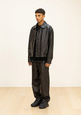 ラムスキンオーバーフィットボンバージャケット/LAMSKIN OVERFIT BOMBER JACKET
