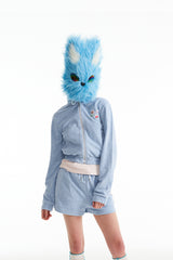 チェリークロップテリーフーディージップアップ／CHERRY CROP TERRY HOODIE ZIP UP [SKY]