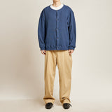 ラウンドネックワッフルカーディガン/DAMP ROUND-NECK WAFFLE CARDIGAN_NAVY