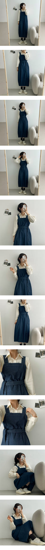 ローデニムスリーブレスドレス/raw denim sleeveless dress