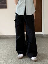 キーフY2Kピンタックポケットストッパーロングワイドカーゴパンツ/ kef Y2K pintuck pocket stopper long wide cargo pants