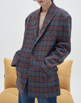 Peaked Lapel Check Pattern Blazer (6596179001462)