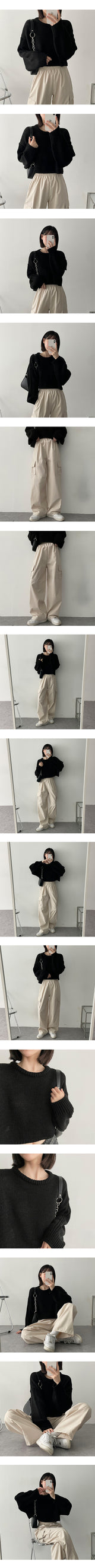とにークロップラウンドニットウェア / Tony Crop Round Knitwear