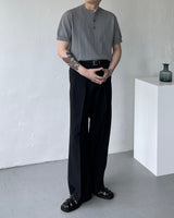 RO ウォッシャブルリネンVネックヘンリーネックニットウェア / VネックRO Washable Linen V-Neck Henley Neck Knitwear (6 colors)