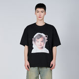 ベイビーフェイスウェーブヘア半袖Tシャツ BLACK