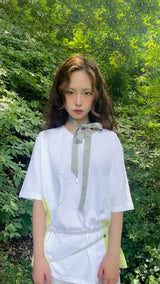 カラーブロックVネックTシャツ