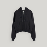 Black Velvet Ribbon Hoodie Zip-up