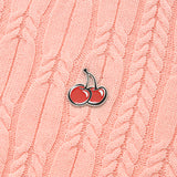 スモールチェリーケーブルクロップニット／SMALL CHERRY CABLE CROP KNIT [SALMON]