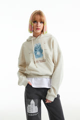 ウィティーバニープラネットエクスプローラークロップフーディー / WITTY BUNNY PLANET EXPLORER CROP HOODIE [OATMEAL]