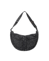 Washed Denim Shoulder Bag (Black)