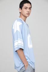 フットボールスタージャージオーバーサイズTシャツ / FOOTBALL STAR JERSEY OVERSIZED T-SHIRT PALE BLUE