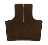 neck warmer wide collar zip-up knit brown (6615476830326)