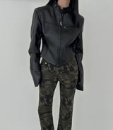High-Neck Biker Slim Rider Jacket