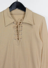 コルセットクロップカラーTシャツ/Corset Crop Collar T-shirt (3color)