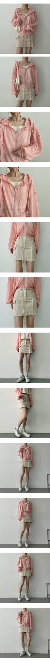 ロングサマーニットフードジップアップ / Longf Summer Knit Hooded Zip-Up