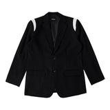 レザーレーベルウールブレンドブレザー