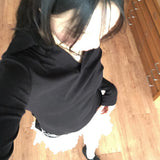 Tart スリムロングVネック襟長袖Tシャツ