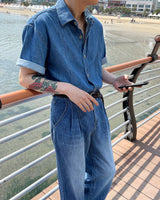 LE コールマンデニム半袖シャツ / LE Coleman Denim Short-Sleeved Shirt (Set - Up / 1 color)