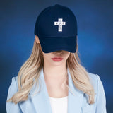 Black cross logo over fit buckle cap NAVY