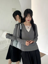 Rti Vintage V-neck Lace Hooded Long Sleeve T-shirt