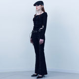 Black Rosy Square Neck Top [Black]