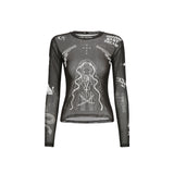 nunウィズガンタトゥートップ/0 6 nun with guns tattoo top - BLACK
