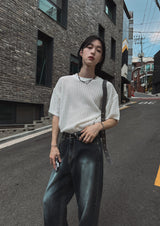 ハーフメッシュパンチングニット (3 color)