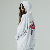 (フリース VER)ハートプリンティングパーカー/(FLEECE VER) HEART PRINTING HOODIE-WHITE MELANGE