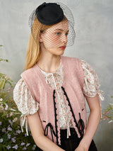 プチリボンニットベスト / Petite Ribbon Knit Vest (Pink)