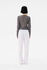 スモールチェリーシースルーパターンカーディガン / SMALL CHERRY SEE THROUGH PATTERN CARDIGAN [BROWN]