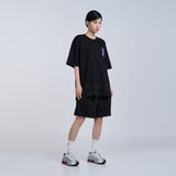 ミニベイビーフェイスパープルダイナソー半袖Tシャツ BLACK