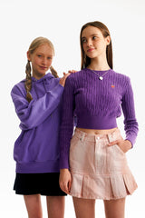 スモールチェリーケーブルクロップニット／SMALL CHERRY CABLE CROP KNIT [PURPLE]