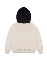 Women's Crop Bear Friends Signature Emblem Two-Tone HeavyTerry Hoodie CreamBlack(FCD3TS717W)