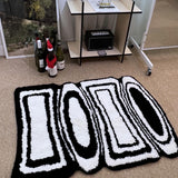 Black & white oval square tufting rug