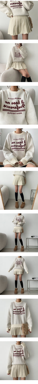 シャーリングシックレタリングニット